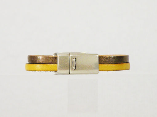 Bracelet femme original cuir jaune made in France