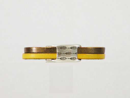 Bracelet femme original cuir jaune made in France